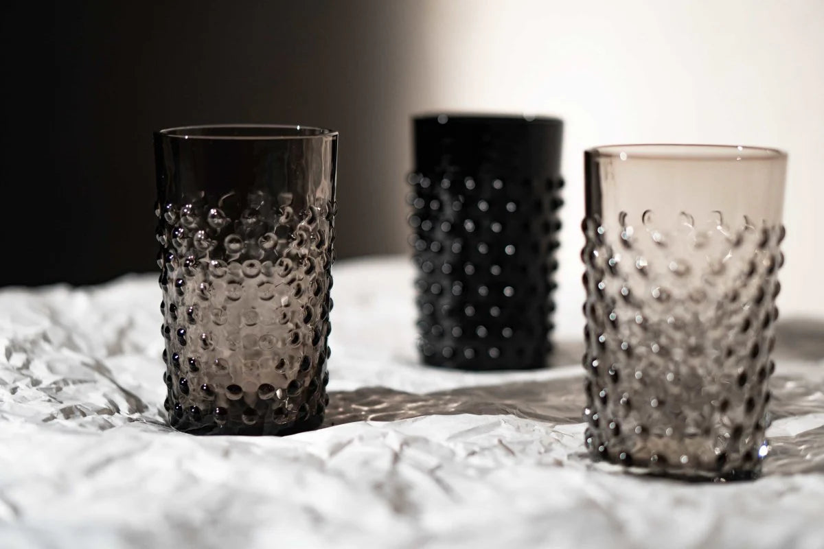 Hobnail sklenice smoke black - sada 2 ks